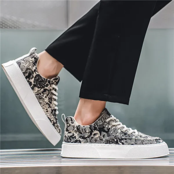 2025 Men's Shoes Spring Hot Shoes Thick Sole Printing Increase Casual Board Shoes - Image 3