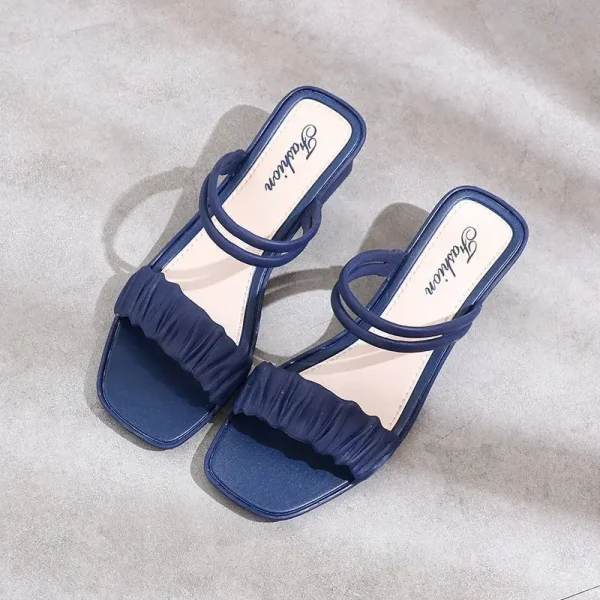 2025 Women Fashion Summer Square Toe High-heeled Sandal Shoes Europe Lady Girls Outdoor Casual Shopping Slipper - Image 4