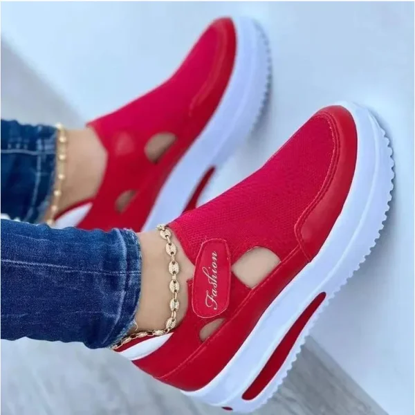 Spring Summer Large Size Classic Retro Casual Sneakers Ladies Shoes Breathable Woven Wedge Mesh Shoes for Women - Image 4
