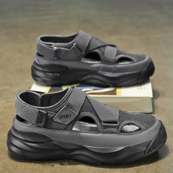 Fabric Upper Thick Sole Men's Closed Toe Outdoor Sports Walking Sandals Summer Driving Shoes for Men Summer - Image 4