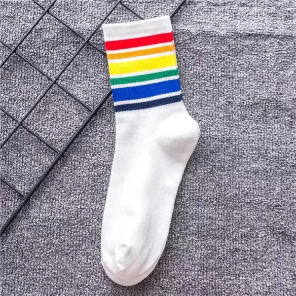 2025 New Style Female  Cotton Medium-Length Socks Cute Striped Sports Ruffle Crew Socks - Image 4