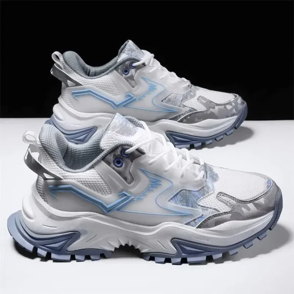 Fashion Stylish Green White Light Breathable Mesh Height Increasing Chunky Sneakers Shoes for Men New Styles - Image 4