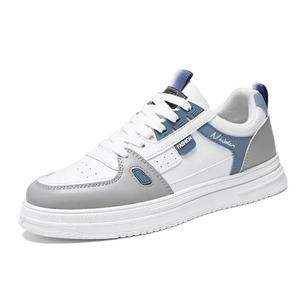 2025 Men's Leather Lightweight Sports Shoes White Trendy Casual Sneakers - Image 5