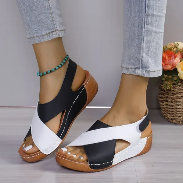 2025 Large Size Summer New Open Toe Cross Platform Wedge Sandals for Women