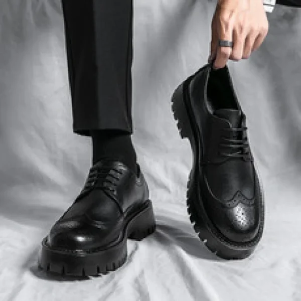 2025 Hick-Soled Men's Shoes New Bullock Big Head Low-Top Outdoor Leather Shoes - Image 3