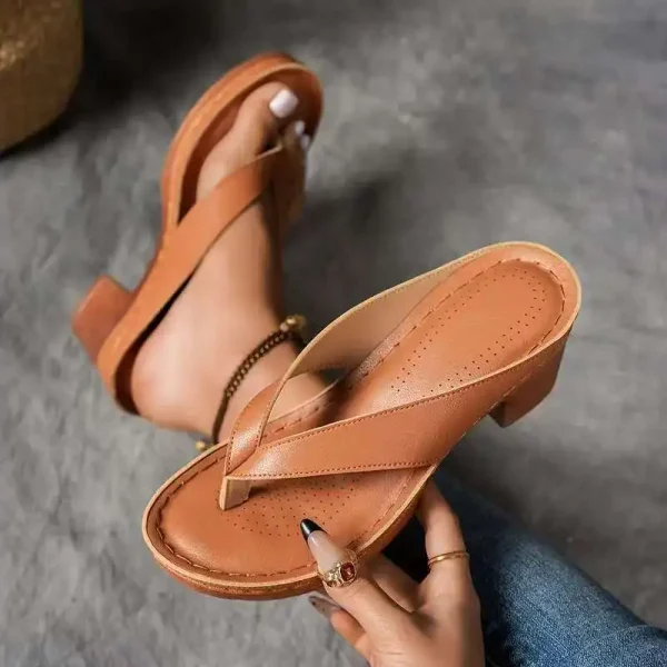2025 Summer New Style European American Large Size Flip-Flops Women's Thick High Heel Fashion Sandals Outdoor Sandal Wholesale - Image 3