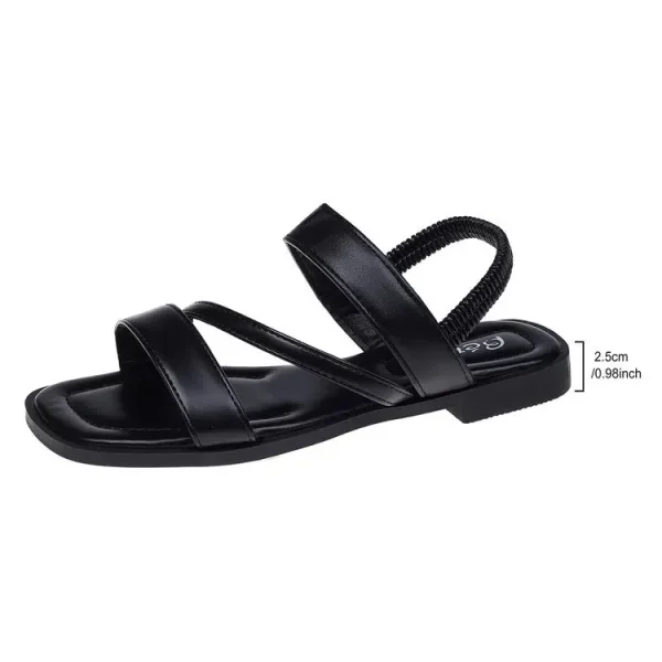 2025 Women's New Spring Collection Comfortable Roman Slippers Square Toe Fashionable PVC Slides Leather Lining PU Beach Fashion - Image 5