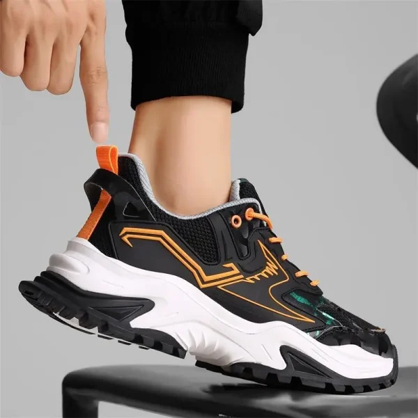 Fashion Stylish Green White Light Breathable Mesh Height Increasing Chunky Sneakers Shoes for Men New Styles - Image 3