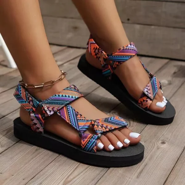 2025Summer Flat Heeled Rope Set Foot Women's Shoes Platform Beach Outdoor Casual Slippers Large Size Sandals for WOmenand Ladies - Image 2