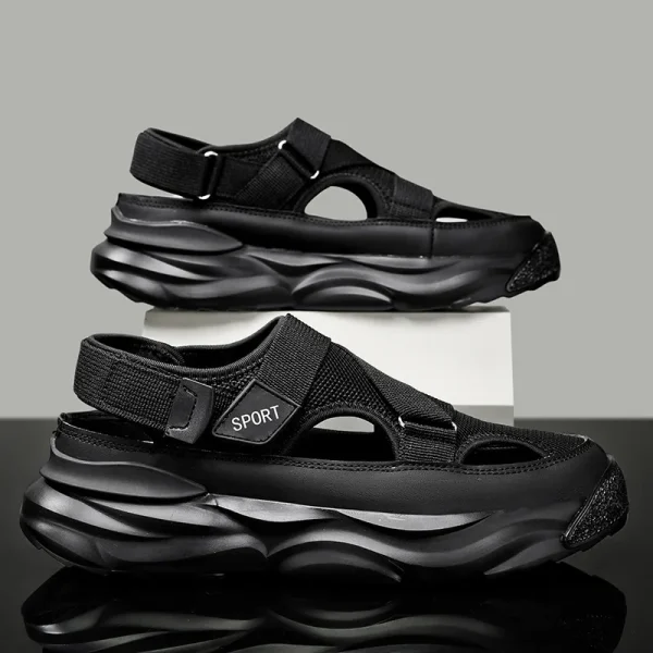 Fabric Upper Thick Sole Men's Closed Toe Outdoor Sports Walking Sandals Summer Driving Shoes for Men Summer - Image 5