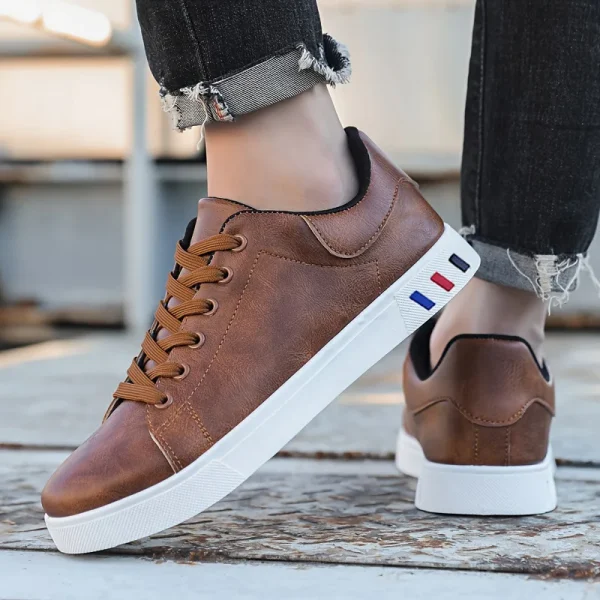 2025 CrossBorder Board ShoesFor Men Mesh Comfortable and Lightweight Leather Shoes Color Blocked Simple and Low Cut Sports Shoes - Image 3