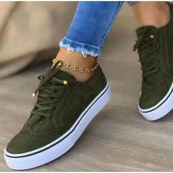 Women's  Brown Retro Suede Hollow Lace up Leather Shoes Sport Running Shoes Ladies Sneakers Casual Shoes for Women - Image 6