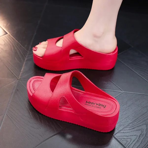 Fashion High Platform Thick Sole Slides Chunky slip on Women Sandals Hot pink Wedge Lady slippers - Image 2