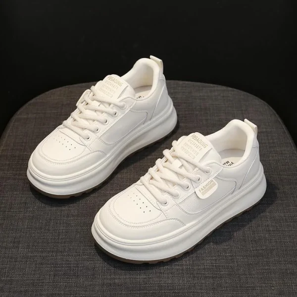 2025 Women's Spring New Breathable White Shoes Women's Versatile Thick Soled Sports and Leisure Board Shoes Trendy Shoes - Image 4