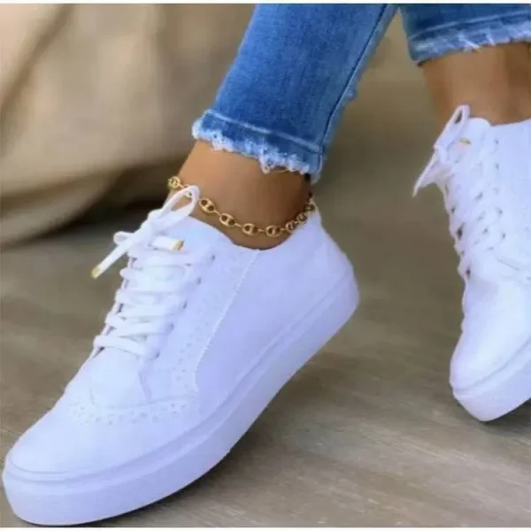 Women's  Brown Retro Suede Hollow Lace up Leather Shoes Sport Running Shoes Ladies Sneakers Casual Shoes for Women - Image 2