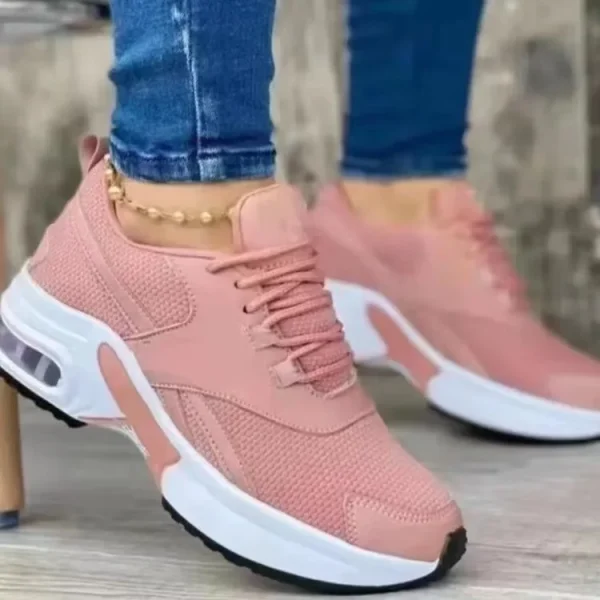 2025 Comfortable Breathable Casual Fashion Sneakers Flat Walking Shoes for Women Lace up Thick Sole Platform Shoes - Image 3