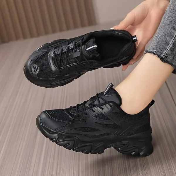 2025 Spring New Women's Shoes Hollowed Out Breathable Daddy Shoes Solid Color Style Sneakers - Image 4