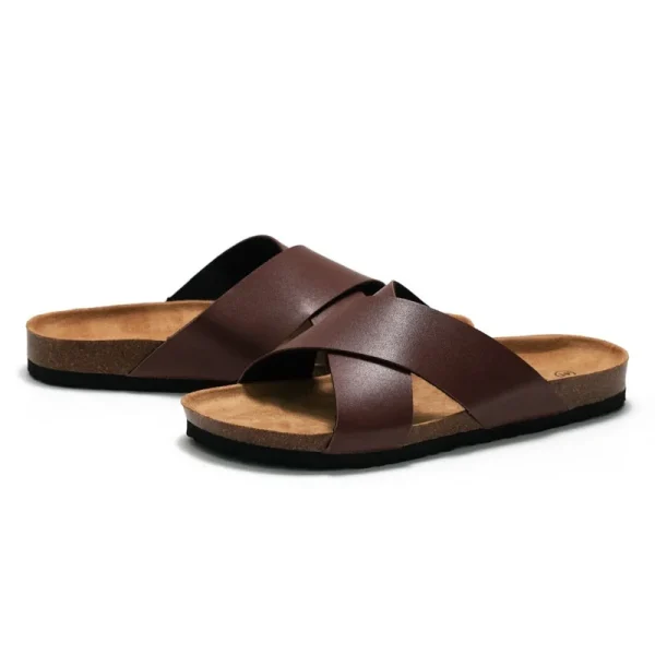 2025 New Mens Cork Slippers Soft Sole Outerwear Flat Bottom Comfortable Platform Oversized Beach Shoes Non Slip Outdoor  Sandals - Image 3