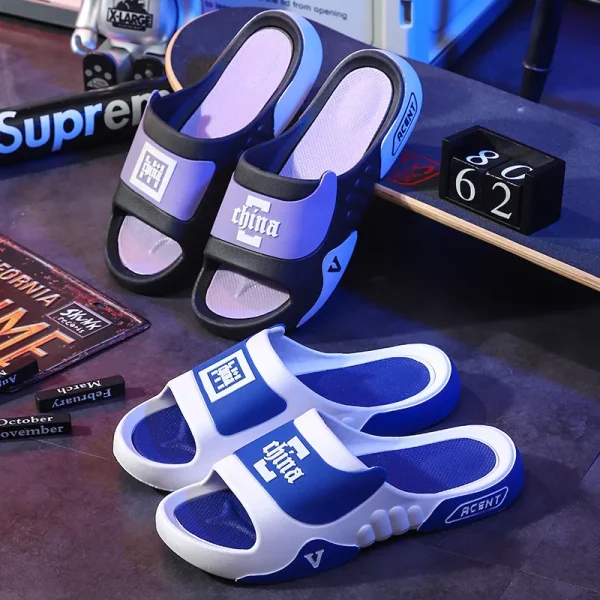 New Hot Sale PVC Shoes Men Soft Massage Bottom Home Men Outdoor Sport Slides Slippers for Men - Image 3
