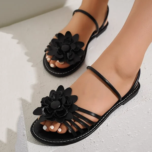 2025 New Design PU Flat Women Sandals Roman Style  Wear Beach Sandals Direct Sales Big Size 36-43