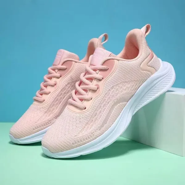 2025 Women's Fall New Flying Woven Lightweight Breathable Running Shoes Comfortable Casual Sneaker Thick Sole Flat - Image 4