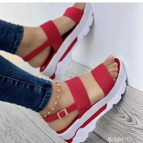 2025 Women's Sandals Summer New Large Size Women's Shoes Wide Face With Wedge Sandals - Image 3