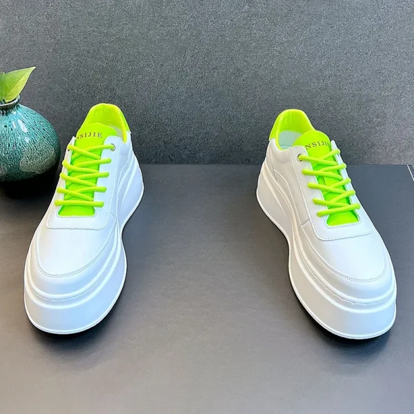 2025 Mens Shoes Summer Breathable New Thick Soled Inner Height Increasing White Shoes - Image 2